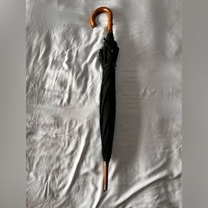 Polo Ralph Lauren hardwood handle black umbrella.